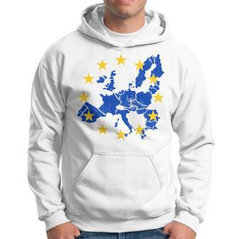 Mapa Azul De La Unión Europea Con La Bandera De La Ue Estrellas Amarillas Mapa Manga Larga Sudadera - Regaloses