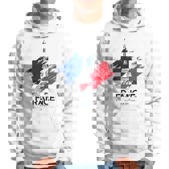 Paris France Flag & Eiffel Tower Graphic Paris Manche Longue Sweat à capuche - Cadeauxyz