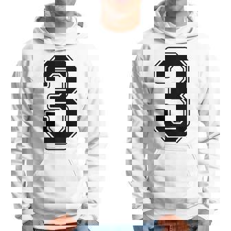 【バックプリント・背中側】3 数字 背番号 ユニフォーム ナンバー【ブラック／黒の文字】スポーツ 野球 サッカー 部活 パーカー - Kawaiitshirt