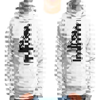 【バックプリント・背中側】4 数字 背番号 ユニフォーム ナンバー【ブラック／黒の文字】スポーツ 野球 サッカー 部活 パーカー - Kawaiitshirt