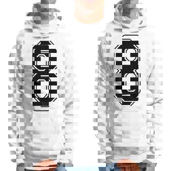 【バックプリント・背中側】8 数字 背番号 ユニフォーム ナンバー【ブラック／黒 の文字】スポーツ 練習着 部活 パーカー - Kawaiitshirt