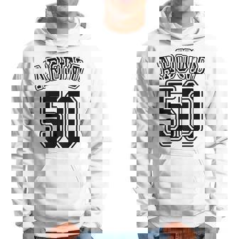 【バックプリント・背中側】Around 50 アラフィフ（五十歳 50才）ユニフォーム風 50代 誕生日プレゼント 面白 パーカー - Kawaiitshirt