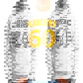 【バックプリント・背中側】還暦 六十歳 60才（ユニフォーム風）赤 レッド【金プレート風 文字】誕生日 面白 パーカー - Kawaiitshirt