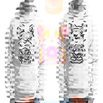 かわいいコーギーのドーナツを持つ漫画の犬愛好家アートキッズ。 パーカー - Kawaiitshirt