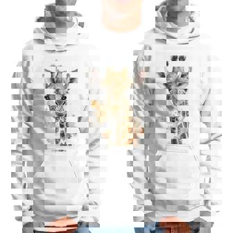 かわいい水彩画 キリン 赤ちゃん 美的 動物 アート 絵画 長袖tシャツ パーカー - Kawaiitshirt