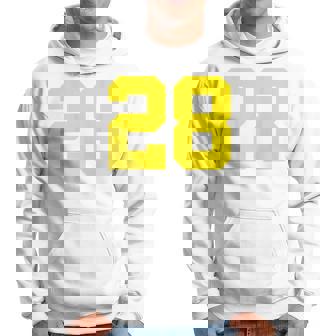 イエローナンバー28 背面 スポーツチーム ジャージ番号 パーカー - Kawaiitshirt