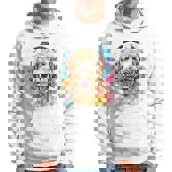 ゴールデンドゥードル、ヘッドフォン、犬、動物プリント パーカー - Kawaiitshirt