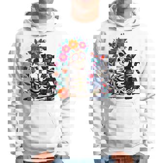 スケルトン ハグ 猫 シュガー スカル Día Los Muertos ハロウィン パーカー - Kawaiitshirt
