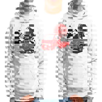 レトロな赤いミニトラックと日本の夕日。 長袖tシャツ パーカー - Kawaiitshirt