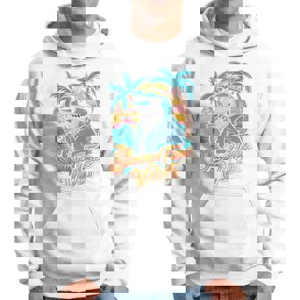 夏休み サメ ビーチ トロピカル サンセット ヤシの木 長袖tシャツ パーカー - Kawaiitshirt