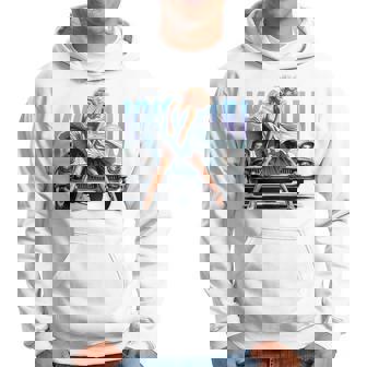 強風ピンナップガールとオールドアメ車のバックプリント パーカー - Kawaiitshirt