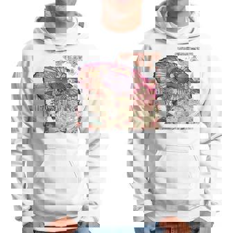 振り返る娘 見返り美人 日本美人 花街 浮世絵 桜 花 奇麗 赤 バックプリント パーカー - Kawaiitshirt