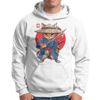 日本の侍 猫戦士 浮世侍 バックプリント パーカー - Kawaiitshirt