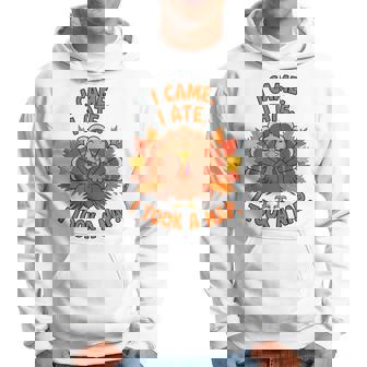 来た、食べた、昼寝した 感謝祭 家族のユーモア パーカー - Kawaiitshirt