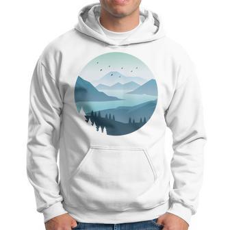 湖 森 風景 山 シルエット 長袖tシャツ パーカー - Kawaiitshirt