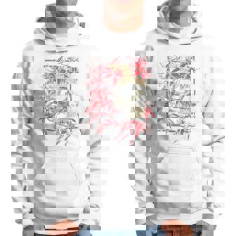 赤いクモのユリの花 日本の頭蓋骨 オタクのバックプリント パーカー - Kawaiitshirt