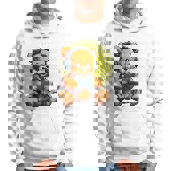 面白いゲームテディホールディングビデオゲームコントローラー。 長袖tシャツ パーカー - Kawaiitshirt