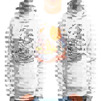 面白いモルモット 箸でラーメンを食べる アニメ 長袖tシャツ パーカー - Kawaiitshirt