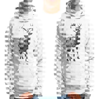 鹿 動物 プリント モチーフ 図面 イラスト ポートレート 鹿 パーカー - Kawaiitshirt