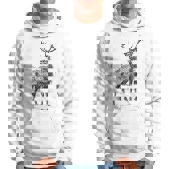 鹿 絵 グラフィック 動物 アート モチーフ 鹿 パーカー - Kawaiitshirt