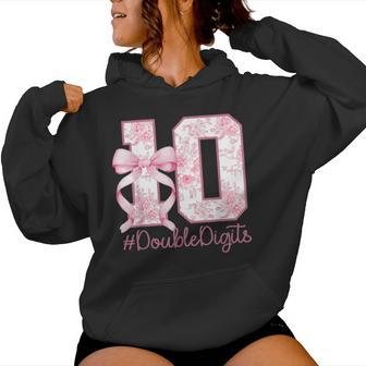 10Th Birthday Girl Pink Coquette Bow 10 Year Old Aesthetic Women Hoodie - Thegiftio UK