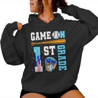 1St Grade Back To School Baseball Drip Ice Cream Game On Women Hoodie - Thegiftio UK