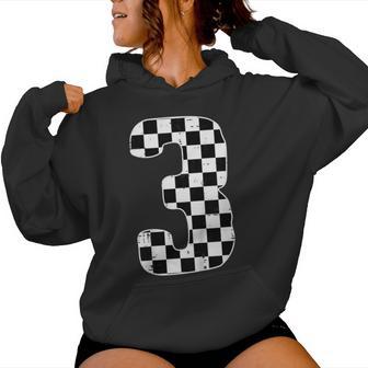 3Rd Birthday 3 Racing Flag Three Year Old Bday Boys Girls Women Hoodie - Thegiftio UK