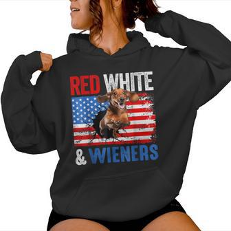 4Th Of July American Dachshund Dog Red White And Wieners For Women Women Hoodie - Thegiftio UK