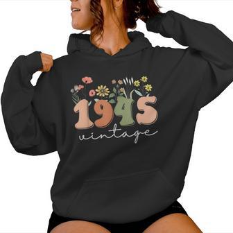 80 Years Old Vintage 1945 80Th Birthday Wildflower Women Women Hoodie - Thegiftio UK