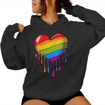 Bandera Del Orgullo Lesbiana Gay Del Corazón Del Arco Iris Lgbt Lgbtq Cuello Sudadera con capucha para mujer - Regaloses