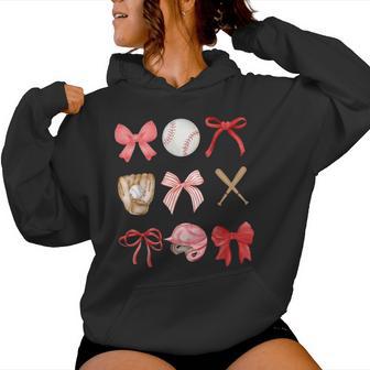 Baseball Mama Coquette Bow Baseball Mom Women Hoodie - Thegiftio UK