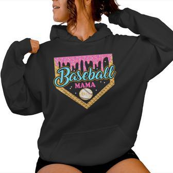 Baseball Mama Home Plate Ice Cream Drip With Sprinkle Mother Women Hoodie - Thegiftio UK