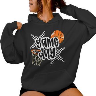 Basketball Player Game Day Checkered Basketball Fan Mom Women Hoodie - Thegiftio UK