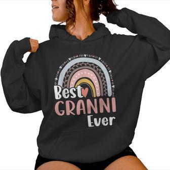 Best Granni Ever Mother's Day Mom Grandma Heart Boho Rainbow Women Hoodie - Thegiftio UK