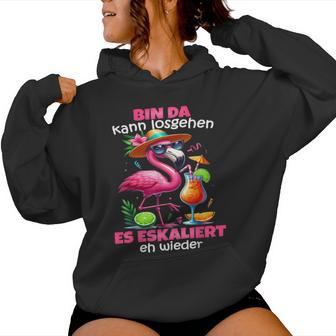 Bin Da Kann Losgehen Es Eskaliert Eh Flamingo Malle Kapuzenpullover für Damen - Geschenkecke