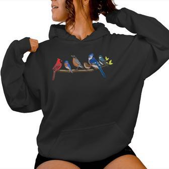 Birds On A Branch Bird Lover Bird Watcher Bluebird Cardinal Women Hoodie - Thegiftio UK