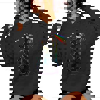 Black Cat Rainbow Light Prism Science Lover Physics Lgbt Women Hoodie - Thegiftio UK