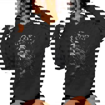 Black Crow F-Caw-F Black Bird Moon Gothic Adult Humor Women Hoodie | Mazezy