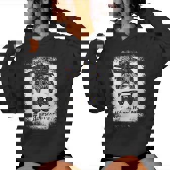 Bleached Life Lacrosse Mom Leopard Messy Bun Glasses Women Hoodie - Monsterry