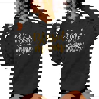 Blessed Mom Leopard Print W Gold Text Mother’S Day Women Hoodie - Thegiftio UK