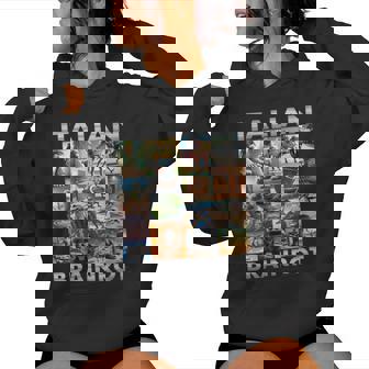 Brainrot Meme Italiano Pudrición Del Cerebro Italiano Brainrot Cuello Sudadera con capucha para mujer - Regaloses