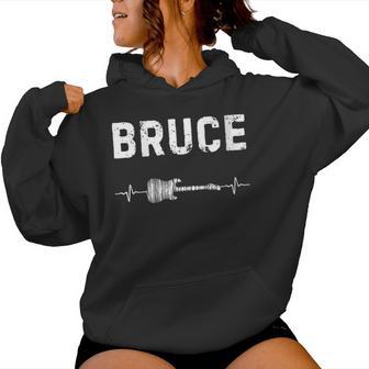 Bruce Guitarra Latido Del Corazón Música Guitarrista Cuello Sudadera con capucha para mujer - Regaloses