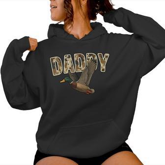 Camouflage Vintage Mallard Duck Retro Camo Hunting Daddy Women Hoodie - Thegiftio UK