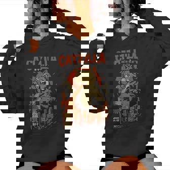 Catzilla Japanese Cat Cat Graphic Women Hoodie - Thegiftio