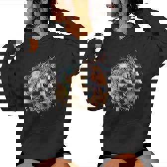 Cheval Avec Plumes Aquarelle Cowgirl Cowboy Amoureux Des Chevaux Sweat à capuche femme - Cadeauxyz