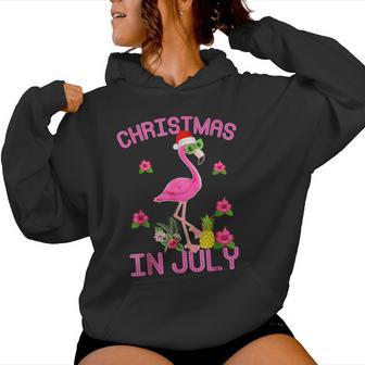 Christmas In July Pink Flamingo Women Hoodie - Thegiftio UK