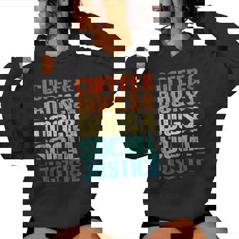 Coffee Books Dogsocial Justice レディースパーカー - Kawaiitshirt