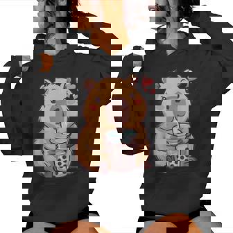 Cute Capybara Kawaii Anime Drinking Bubble Tea Lover Girls Women Hoodie | Seseable FR