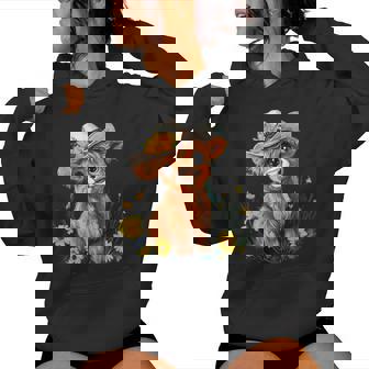 Cute Highland Cow Scottish Hairy Cattle Floral Women Hoodie | Seseable CA