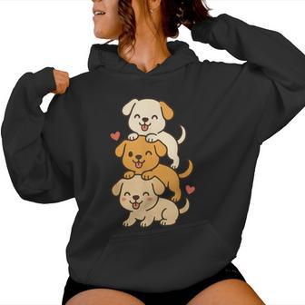 Cute Kawaii Puppies Neko Dog Lover Girl Women Hoodie - Thegiftio